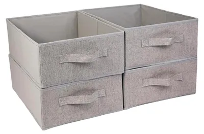 Produktbild von Faltbare Aufbewahrungsboxen, Kleiderschrank Organizer für Kallax, Grau (4 Stück, 39x29x14 cm)