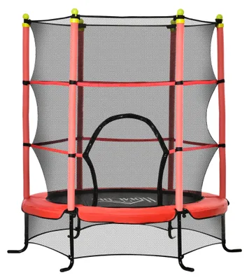 Obrázek produktu pro Trampolína pro děti o průměru 110 cm, včetně bezpečnostní sítě a konstrukce bez pružin, určená pro použití v interiéru