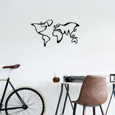 Immagine prodotto di Wallity, World- TNL1834, Nero, Altri complementi d'arredo, 120 x 69 cm, 100% metallo (spessore: 1