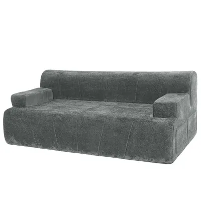 Produktbild von 3-Sitzer Sofa 180 cm, Grau Cord Cloud Sofa mit Vollschaumfüllung, Vakuumkomprimiert, Extra Tiefe Sitzfläche für Wohnzimmer, Schlafzimmer, Büro