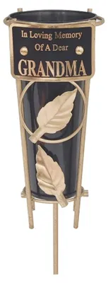 Grabvase mit Spitze, Gedenktafel, personalisiert, schwarz, für Oma