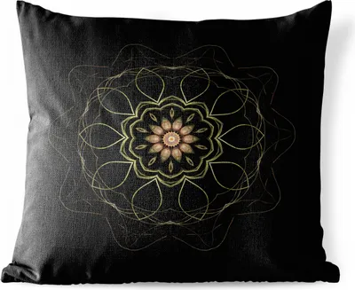 Produktbild von MuchoWow® Outdoor Kissen - Ein Mandala vor schwarzem Hintergrund - 40x40 cm - Wetterfest - Lounge Kissen - Kopfkissen - Interieur - Polster mit Bild