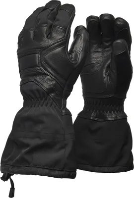 Schwarze Skihandschuhe "Guide Gloves" von Black Diamond; aus robustem Material mit verstärkten Handflächen.