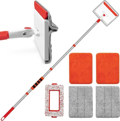 Image de JEHONN serpillière nettoyeur de carrelage 4 en 1 avec long manche 142 cm & 2 pads