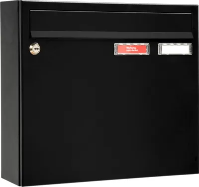 Produktbild von MEFA Briefkasten Stahl pulverbeschichtet BxHxT 370/330/100 mm Sonate 132 Tiefschwarz RAL 9005 semimatt mit 2 Namensschil