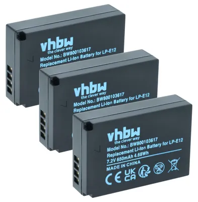 Produktbild von vhbw 3x Akku kompatibel mit Canon PowerShot SX70 HS Kamera (650 mAh, 7,2 V, Li-Ion)