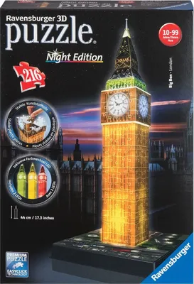 Produktbild von Ravensburger Big Ben bei Nacht 80539 Kinder Puzzle 3D Gebäude leuchtend 216 tlg.