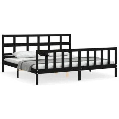 Produktbild von Massivholzbett mit Kopfteil Schwarz 200x200 cm