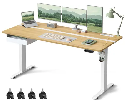 Obrázek produktu pro VASAGLE Elektrický výškově nastavitelný psací stůl, 160 x 70 cm – barva dubu zlatého + barva bílé