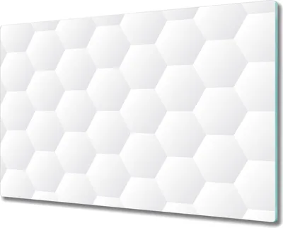 Produktbild von Glas Schneidebrett Herdabdeckplatten Schneideplatten - 80x52 cm - Sechsecke weiß
