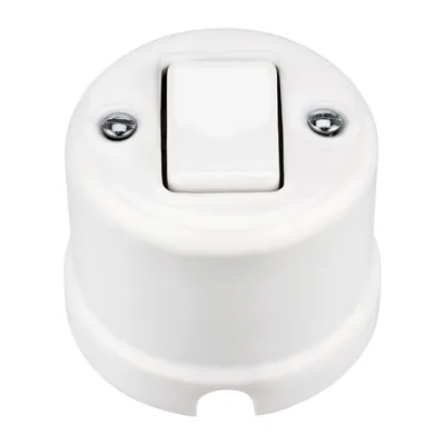 Image de Interrupteur croisé apparent en porcelaine rétro I QR1 blanc