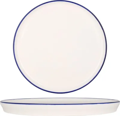 Zdjęcie produktu dla Talerz obiadowy Rinart - Niebieski brzeg - Porcelana - 26 cm