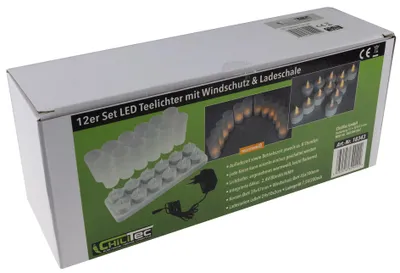 Produktbild von ChiliTec LED Kerze Teelichter im Glas 12 Stück Aufladbar