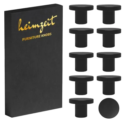 Produktbild von 10x Möbelknöpfe Schwarz Schrankknöpfe Aluminium Möbelgriff Schubladenknopf