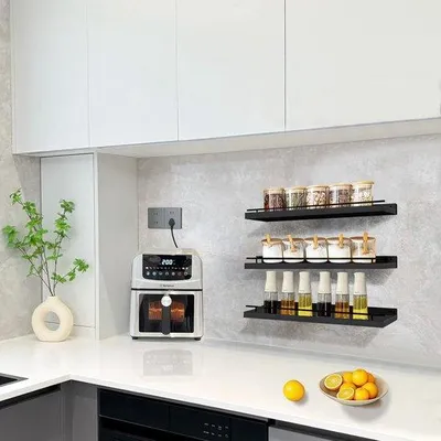 Productafbeelding van Wandplank met 3 niveaus - Houten plank voor badkamer en keuken