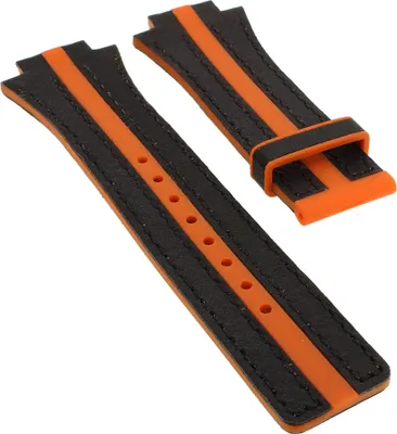 Produktbild von Festina Uhrenarmband schwarz/orange Leder ohne Schließe mit Naht ⇒ F16184