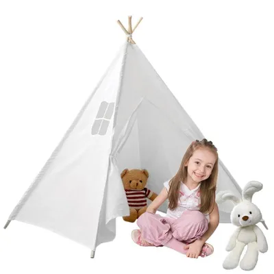 Produktbild von Großes Weißes Tipi Kinderzelt zelt für Indoor & Outdoor Spielhaus Wigwam