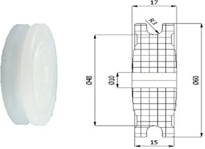 Image de Poulie en polyamide d= 60mm pour câble de 6mm ; poulies profilées en plastique avec palier lisse (C60/6)