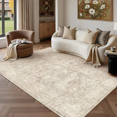 Productafbeelding van Woonkamerkleed, beige, 160x230 cm, wasbaar, korte pool, rechthoekig