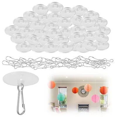 50 selbstklebende Haken, transparent, für Decken und Wände