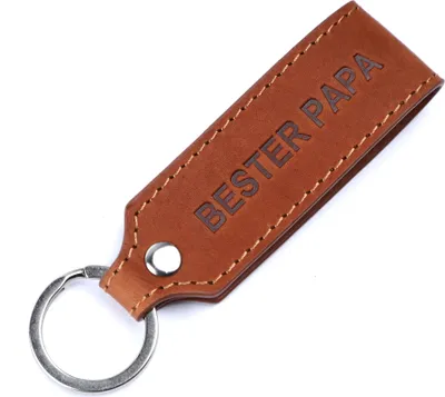 Produktbild von Benthill Schlüsselanhänger Echt Leder - Bester Papa - Geschenkidee für den Vater - Schlüsselbund inkl. Geschenkbox