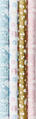 Produktbild von Benza Geschenkpapier zur Geburt Junge und Mädchen - 200 x 70 cm - 4 Rollen