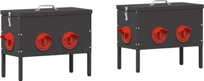 Image de vidaXL Nourrisseur pour poules 2 pcs Noir 41,5 x 20,5 x 33 cm