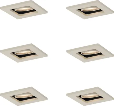 Zdjęcie produktu dla QAZQA - Zestaw 6 nowoczesnych reflektorów wpuszczanych Beżowy GU10 50mm obrotowy i uchylny - Qure I Salon I Sypialnia - Aluminium - LED odpowiedni GU10