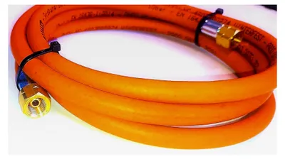 Produktbild von Propan-Butan-Gasschlauch 200 cm (2 m) | 30 bar | Ø6,3 mm | 1/4" - 3/8" Zoll LKS Anschluss mit Schnellkupplung | bis -30°C | Gasschlauch für Grillgeräte