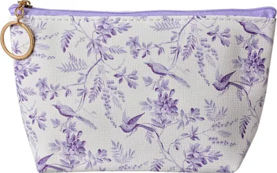 Produktbild von Clayre & Eef Damenkulturtasche 21x5x13 cm Weiß Violett Synthetisch Blumen