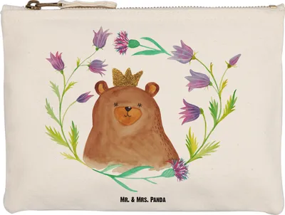 Produktbild von Mr. & Mrs. Panda Kosmetiktasche Bär Königin Größe M - Weiß - Geschenk, Mama Ist Die Beste, kosmetiktäschchen, Pouch, Muttertag, Teddy, Mom, Waschbeutel, Federtasche