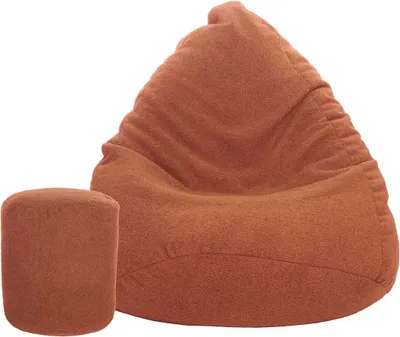 Produktbild von Sitzsack 100x75 mit Fußstütze, Lammfell orange