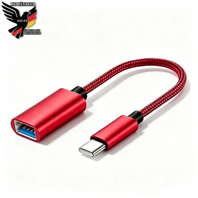 Produktbild von OTG USB-C auf USB 3.0 Adapter, Typ-C Stecker auf USB-A Buchse OTG-Adapter Plug & Play für Handy, Laptop und Tablet Samsung Galaxy Note Huawei Rot