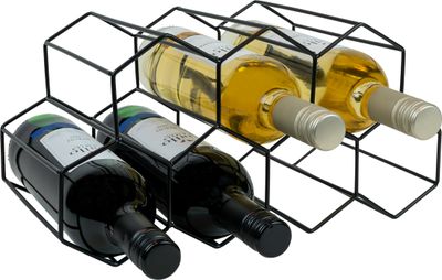 QUVIO Weinregal - Weinregal Metall - Weinregal schwarz - Weinregale - Weinregal stehend - Weinschrank - Für 7 Flaschen - Schwarz