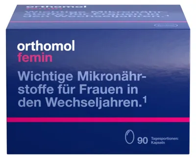 Produktbild von Orthomol Femin - Mikronährstoffe für Frauen in den Wechseljahren - mit Biotin, Selen, Zink, Nachtkerzenöl, Coenzym Q10, 90 St. Tagesportionen