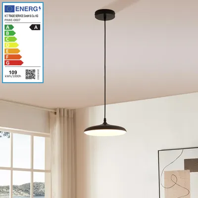Zdjęcie produktu dla Lampa wisząca 'Oupilu' z 12 zintegrowanymi diodami LED Metal 120 x 25 x 25 cm Czarny / Biały