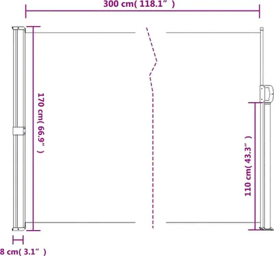 Obrázok produktu pre vidaXL Bočná výsuvná markíza béžová 170x300 cm