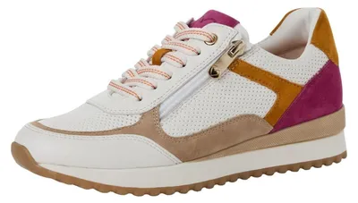 Produktbild von MARCO TOZZI Damen Sneaker flach mit Lederanteil Freizeit, Mehrfarbig (White/Pink