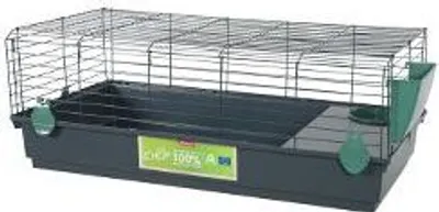 Imagen del producto de Jaula para hurones EHOP de 100 cm, color gris/verde, con equipamiento de la marca Zolux