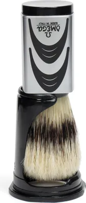 Immagine prodotto di Pennello da barba Omega Hi-Brush con setole di maiale effetto tasso, manico grigio + standard 11,5 cm