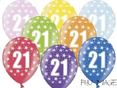 Image de Ballons imprimés pour le 21e anniversaire, 1 pc.