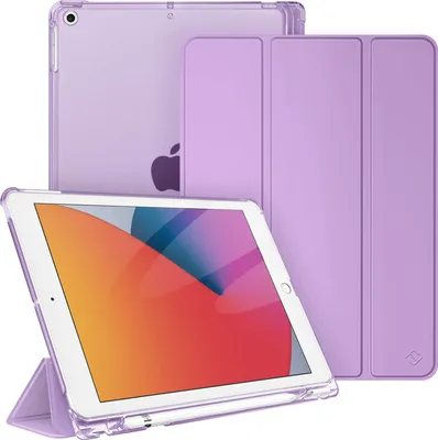 Produktbild von Fintie Hülle für iPad 9. Generation 2021/8. Gen 2020/7. Gen 2019 10.2 Zoll mit Stifthalter, ultradünne leichte Schutzhülle mit transparenter Rückseite und Auto Schlaf/Wach Funktion, Lavendel