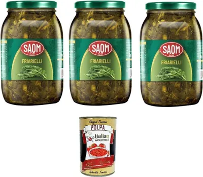 Produktbild von Saom Friarielli Neapolitaner in Öl im Glas 3 x 960gr+ Italian Gourmet polpa 400g