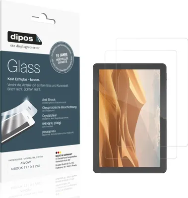 Produktbild von 2x Schutzfolie für AWOW AIBOOK 11 10.1 Zoll - Anti-Shock 9H Folie dipos Glass Kunststoffglas