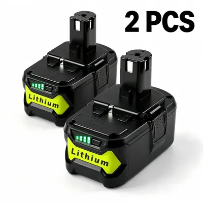 Obrázek produktu pro 2× Náhradní baterie Ryobi 18V 6,0 Ah Li-Ion, kompatibilní s ONE+ P107 P108 RB18L50, LED indikátor