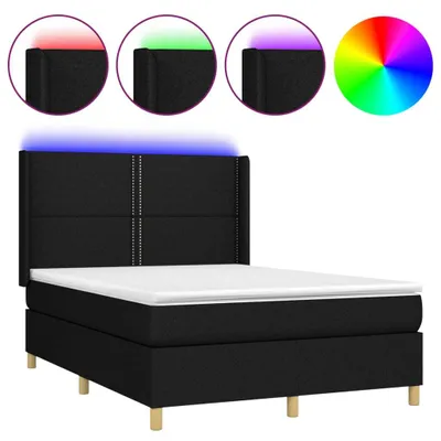 Produktbild von vidaXL Boxspringbett mit Matratze & LED Schwarz 140x190 cm Stoff