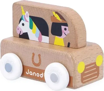 Produktbild von Janod - Cross Roads - Einhorn-Transporter