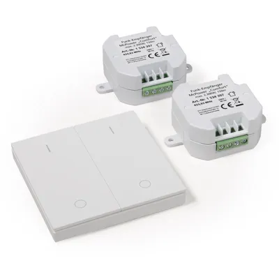 Produktbild von Funk-Schalter Set McPower Comfort 2 Empfänger + Wandtaster max. 2300W