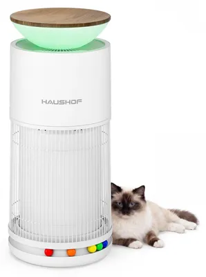 Image de Purificateur d'air avec filtre HEPA H13 et plateforme pour animaux de compagnie - Surface : 45 m² - Blanc