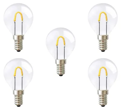 Imagen del producto de 5X LED Curvado Filamento Gotas 0,7W = 10W E14 Claro Cristal Extra Blanco Cálido
